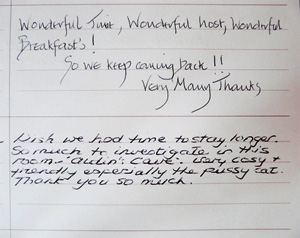 Comments from the visitors book